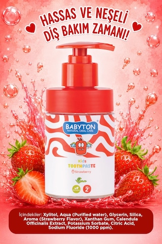 Doğal Çilekli 2 Yaş Ve Üzeri Florürlü Diş Macunu Pompalı 200 Ml Temel Bakım