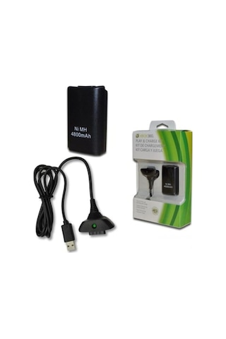 Xbox 360 Uyumlu Joystick Kol Şarj Kiti Batarja Usb Kablosu Ile Birlikte