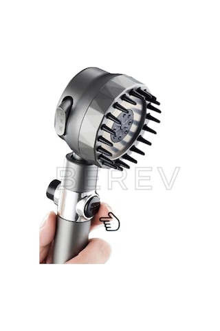 3 Fonksiyonlu Start Stop Tuşlu Filtreli Basınçlı Masaj Etkili Duş Başlığı Krom Hortum Ve Mafsal Set Siyah - Krom