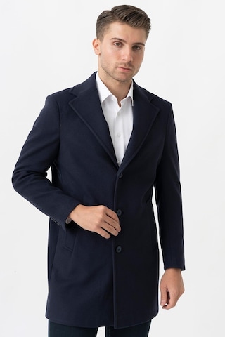 White Stone Ancona 4025-2 Düz Ceket Yaka Slim Fit Pamuklu Kaban Laci-Laci Lacivert