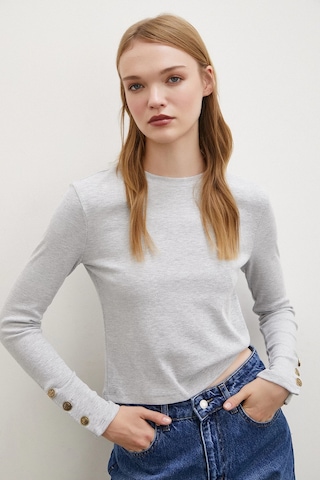 Kolu Düğmeli Bluz Gri Gri