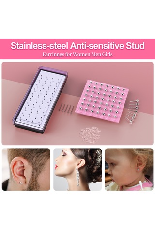 Qingmipy Profesyonel Kulak Delme Seti Mor - Güvenli Ve Kolay Kullanım, 1 Kulak Delme Aleti + Ayna Kutusu + İşaret Kalemi + 138 Adet Pırlanta Ve Silikon Tıkamaçlar