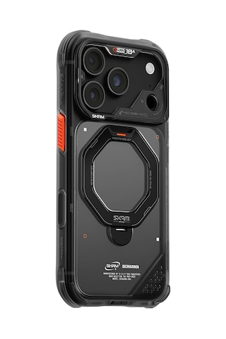 Apple iPhone 18 Pro Uyumlu Kılıf M-safe Şarj Özellikli Standlı Skinarma Saturn Kapak Siyah