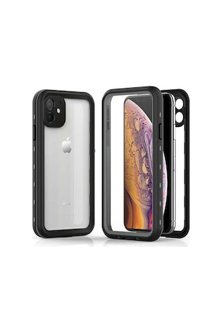 Lexroo Apple iPhone Uyumlu 12 1-1 Su Geçirmez Tpu Sert Pc Kılıf - Siyah