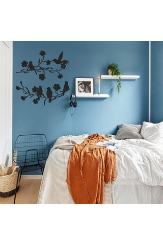 Oturma Odası Yatak Odası İçin 2 Adet Metal Kuş Duvar Sanatı Dekor Çıkartması Çok Renkli