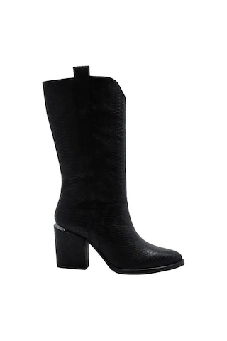 Poletto Hakiki Deri Sıyah Çizme Topuklu 855 43 V1 S-1048 Siyah