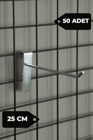 25 Cm 50 Adet Tel Pano Kancası Raf Askısı Galvaniz