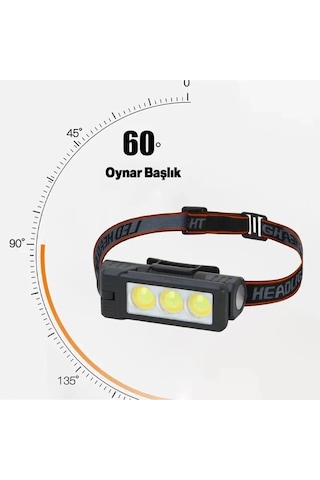 Gold Silver Gs-225 3 Led Usb Şarjlı Çok Fonksiyonlu Kafa Feneri Beyaz