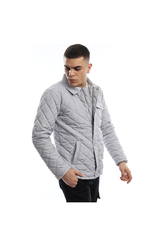 Erkek Baklava Desenli Mont Gri