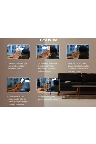 Ulzyvf Ahşap Gece Lambası - 3 Renk, Manyetik Taban, Otomatik Kapalı Mod Kahverengi Kahverengi