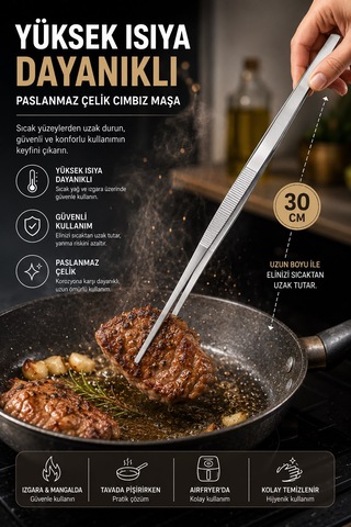 Miora Home Masterchef Pratik Cımbız Maşa Pişirme Cımbızı 30 Cm Profesyonel Şef Cımbız Maşası