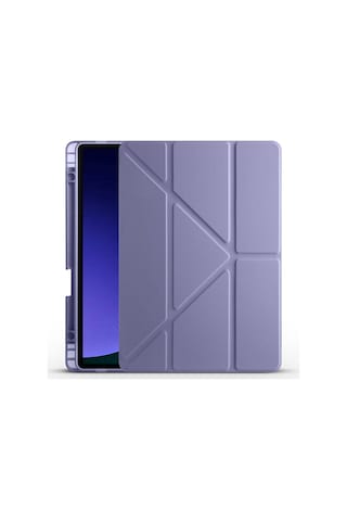 Galaxy Tab S9 Fe Kılıf Uyumlu Zore Tri Folding Kalem Bölmeli Standlı Kılıf-mor