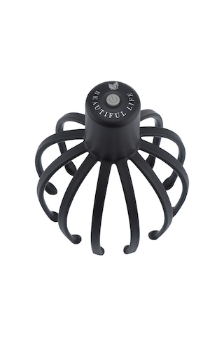 Butu Elektrikli Saç Derisi Masaj Aleti Çok Pençeli Titreşimli Stres Giderici Uyarıcı Saç Kaşıyıcı Siyah