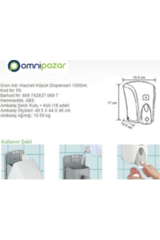Omnipazar Vialli F6c Hazneli Köpük Sabun Dispenseri Gri - Krom 1000 Ml Gri