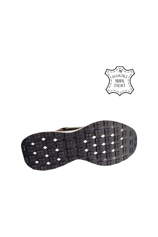 Hakiki Deri Jel Köpük Yüksek Taban Ortopedik İthal Bağcıklı Spor Ayakkabı Sneaker Dar Kalıp Siyah Beyaz
