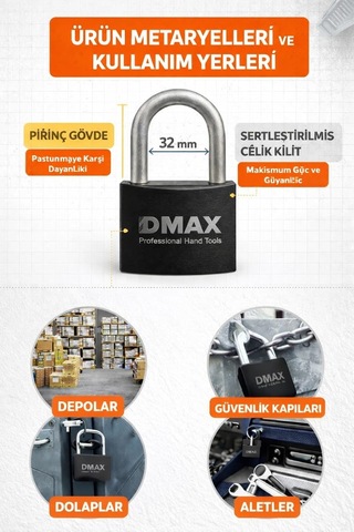 Extra Güçlü Çelik Asma Kilit Profesyonel Güvenlik Kilidi, Heavy Duty Metal Padlock, Dayanıklı Paslanmaya Dirençl