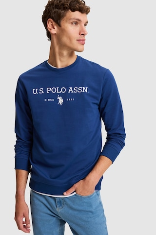 U.S. Polo Assn. Erkek İndigo Bisiklet Yaka Regular Fit Basic Sweatshirt 50333273-vr028 Indigo