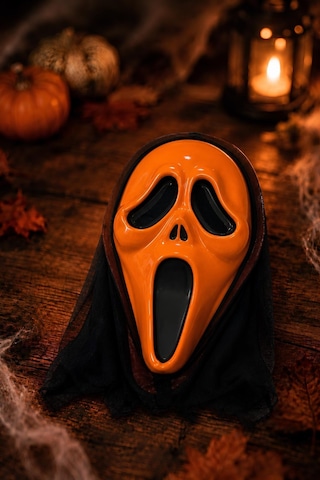 Turuncu Çığlık Korku Maskesi Halloween Cadılar Bayramı Kostüm Yüz Maskesi Tüm Yaşlar