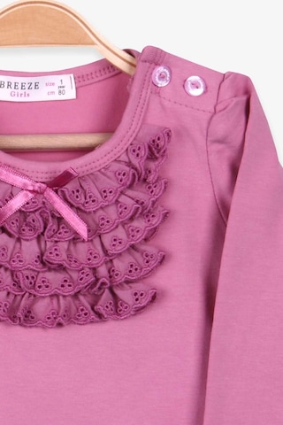 Breeze Kız Çocuk Uzun Kollu Tişört Güpürlü Fiyonklu 6 Ay-8 Yaş, Mürdüm-mürdüm Mürdüm