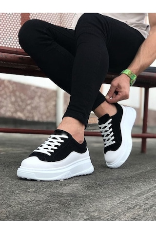 Aymood Jy507 Alone Bağcıklı Süet Cilt Erkek Günlük Sneaker Ayakkabı Scbt Siyah/beyaz