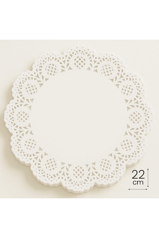 Dolphin Dantel Görünümlü Kağıt Tabak Altlığı - 22 Cm. - Beyaz Dantel Kağıt - 100 Adetlik Paket Beyaz