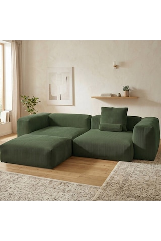 Relax Köşe Koltuk Takımı Sünger Koltuk Kanepe Divan Zümrüt Yeşili