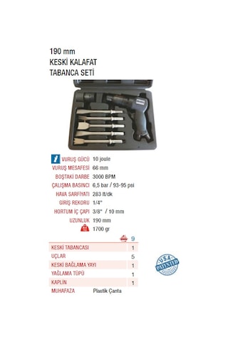 Emax ET-2275K Havalı Keski Kalafat Tabanca Seti 190 MM