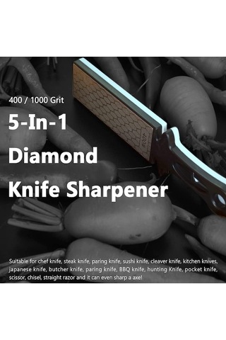 Ulzyvf 5-ın-1 Elmas Bileme Plakası Seramik Bıçak Bileyici Çubuk Çift Taraflı 400/1000 Grit Petek Yüzey Dış Mekan