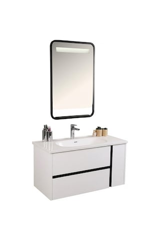 Kobos Linear 100 Cm Banyo Dolabı Seti Bianco Beyaz