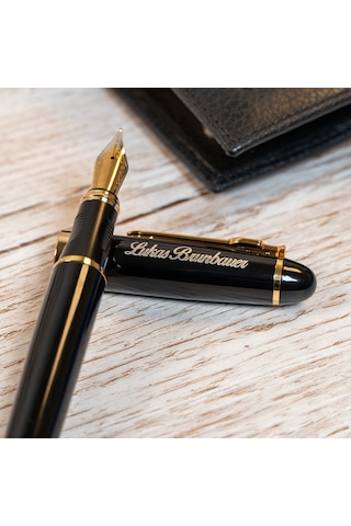 Veterinerlere Özel Tasarım Kutulu Siyah Gold Dolma Kalem Hediye Siyah