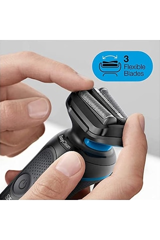 Braun Series 5s Erkek Tıraş Makinesi, 3 Esnek Bıçağa Sahip Elektrikli Tıraş Makinesi, Hassas Düzeltici, 3 Günlük Sakal Düzeltici, 50 Dakika Çalışma Süresi, Easyclick Ataşmanları, Islak Ve Kuru, B1820s, Mavi
