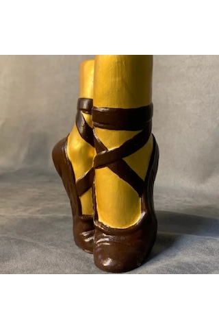 Uretti - Ayşe 7362 - El Yapımı Kahverengi Balerin Ayakkabısı Dekoratif Biblo / Vazo - 10 X 16 Cm 1 Adet