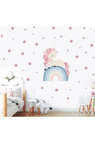 Artikel Unicorn ve Gökkuşağı Çocuk Odası Duvar Sticker 50 x 70 Cm