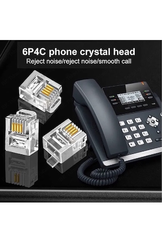 6P4C RJ11 4 Pinli Konnektör - RJ11 Jack - Telefon Kablo Uc 100 Ad