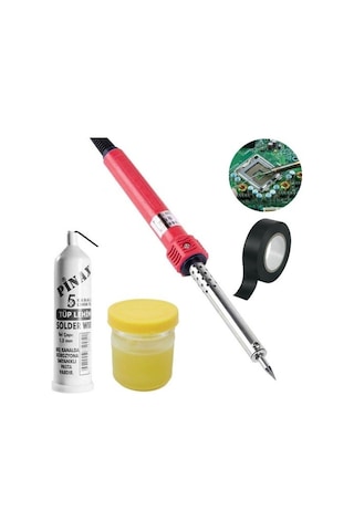 4 Lü Lehim Seti 40w Lehim Makinası Havya Kalemi Tel Pasta Elektrik Bandı