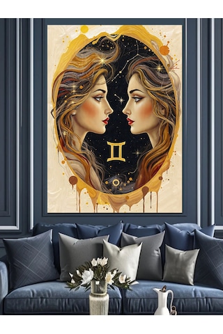 Ahşap Tablo İkizler Burcu Kadın Sembolü