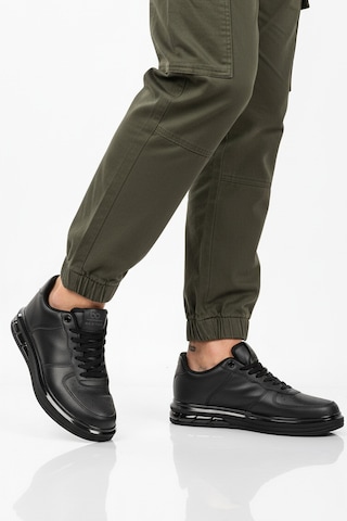 Siyah Bağcıklı Cilt Hafif Esnek Erkek Sneaker 2043 M Siyah-siyah