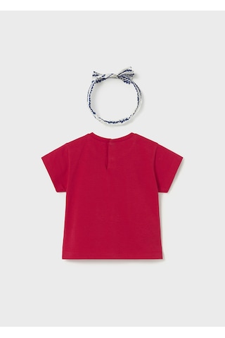 Kız Bebek Saç Bandlı T-shirt Kırmızı