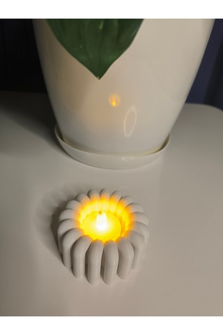 Modern Tealight Mumluk Beyaz