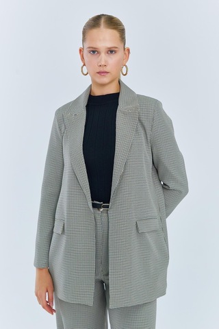 Mixray 4580 Kadın Pitikare Blazer Ceket Gri