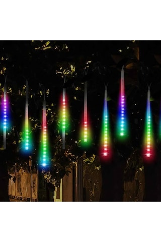 Meteor Kayan Led Rgb Işık 8 Tüp Yılbaşı Ağaç Aydınlatma