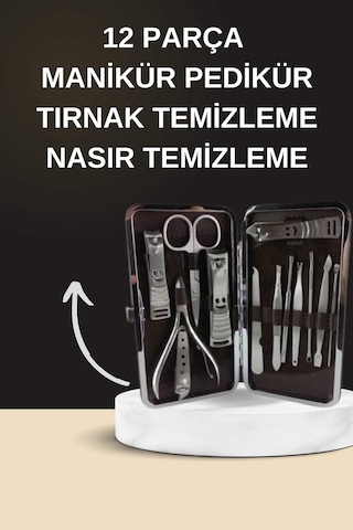 Elektrikli Manikür Pedikür Seti İkili Set 12 Parça Tırnak Bakımı Törpü Protez Çıkarma