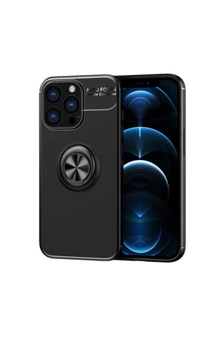 Iphone 14 Pro Uyumlu Kılıf Renkli Yüzklü Standlı Korumalı Kapak Çok Renkli