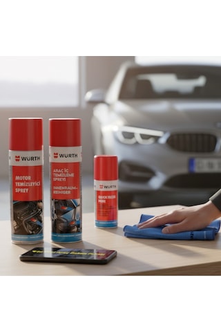 Würth Yeni Araç Motor Temizleme,araç İçi,quick Fresh,bez Bakım Paketi 4'lü