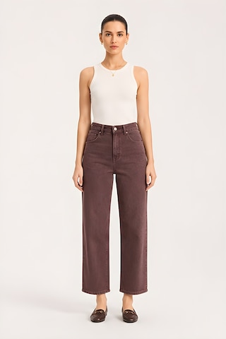 Lili Woman Kadın Kahverengi Bol Paça Denim Pantolon Ty.msm01k