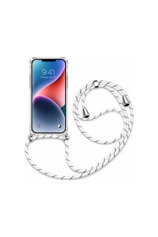 Oppo A74 Askılı Tank Şeffaf Kılıf Beyaz