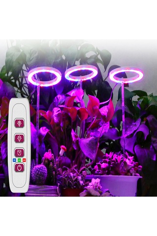 Singree Ev Bitkileri İçin Pembe Işıklı Led Büyüme Lambası - 2 Halkalı, Zamanlayıcılı, İç Mekan Kullanımı Pembe