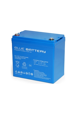 Blue Battery 12 V 55 Amper Bakımsız Kuru Akü Ups Aküsü