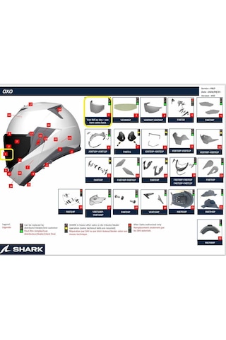 Shark Oxo Kask Camı Kenar Kapak Mat Siyah/ Fx8740/8741 Renkli