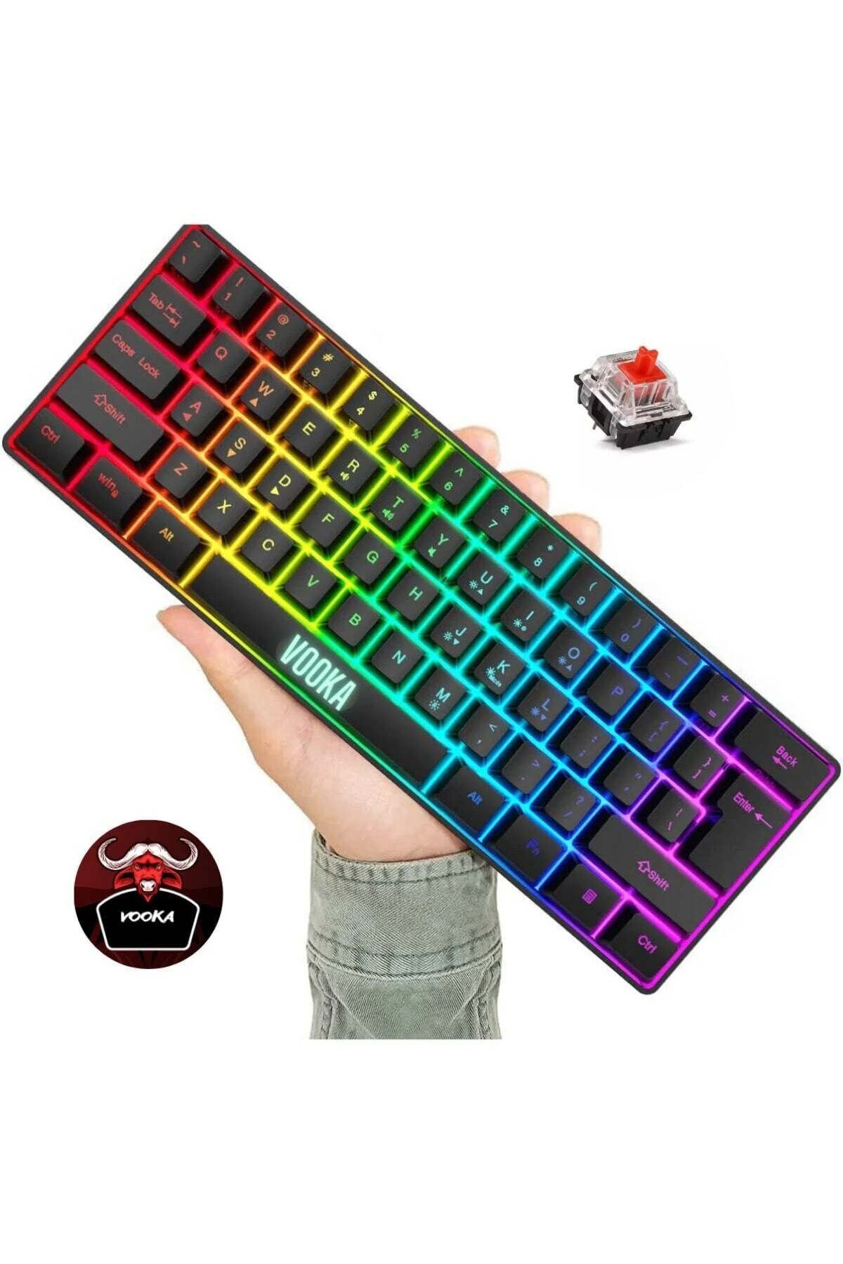 Trol Mekanik Switch Mini Rgb Oyun Klavyesi Gaming Mekanik 62 Tuşlu 18 Rgb Led Usb Type-c Kablo